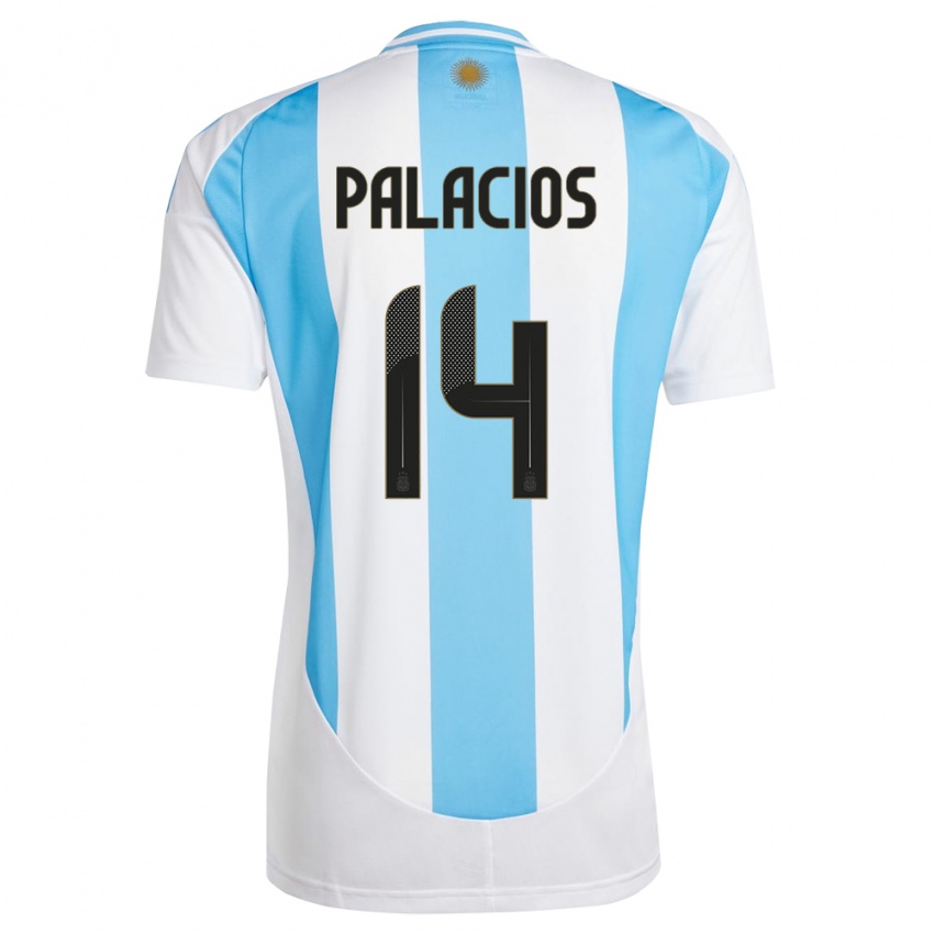 Herren Argentinien Exequiel Palacios #14 Weiß Blau Heimtrikot Trikot 24-26 T-Shirt Österreich