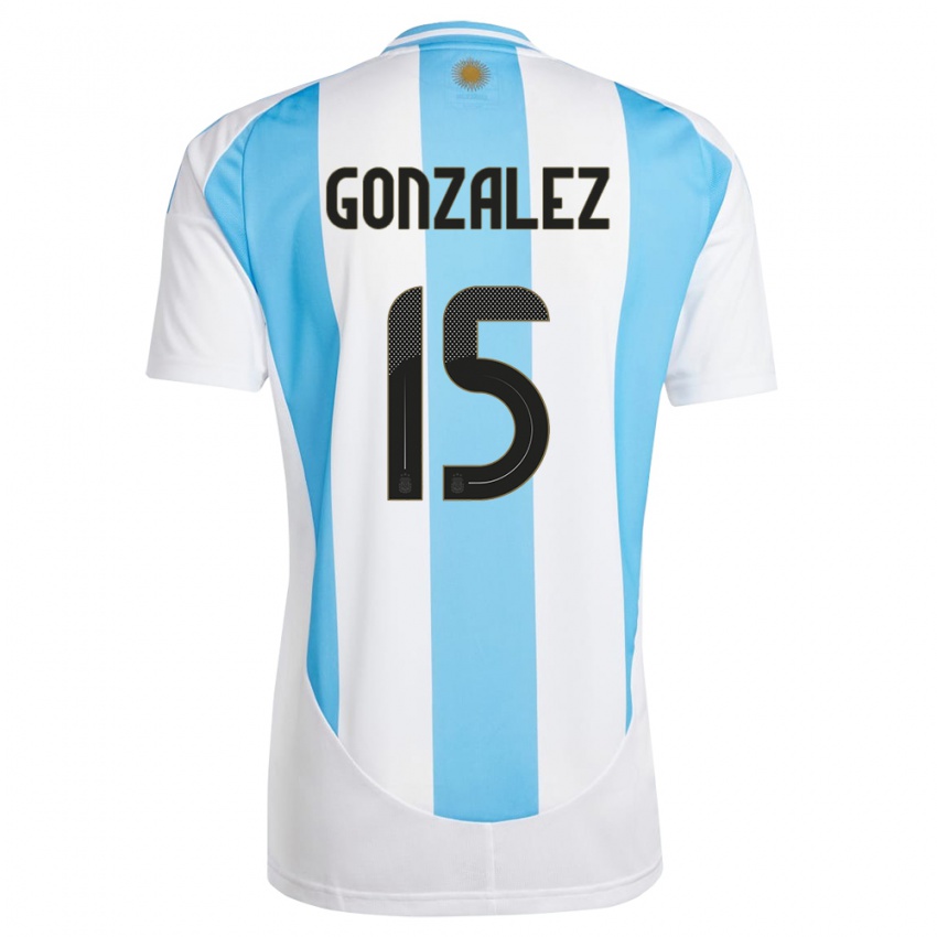 Herren Argentinien Nicolas Gonzalez #15 Weiß Blau Heimtrikot Trikot 24-26 T-Shirt Österreich