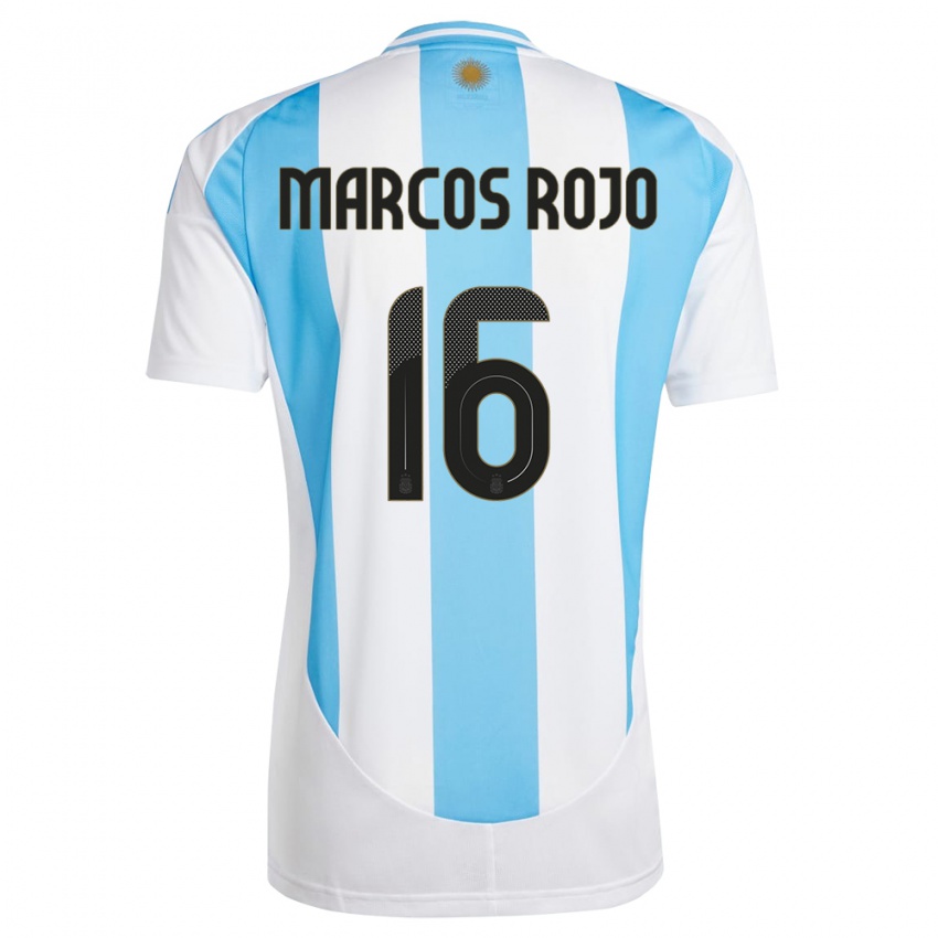 Herren Argentinien Marcos Rojo #16 Weiß Blau Heimtrikot Trikot 24-26 T-Shirt Österreich