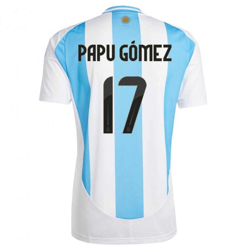 Herren Argentinien Papu Gomez #17 Weiß Blau Heimtrikot Trikot 24-26 T-Shirt Österreich