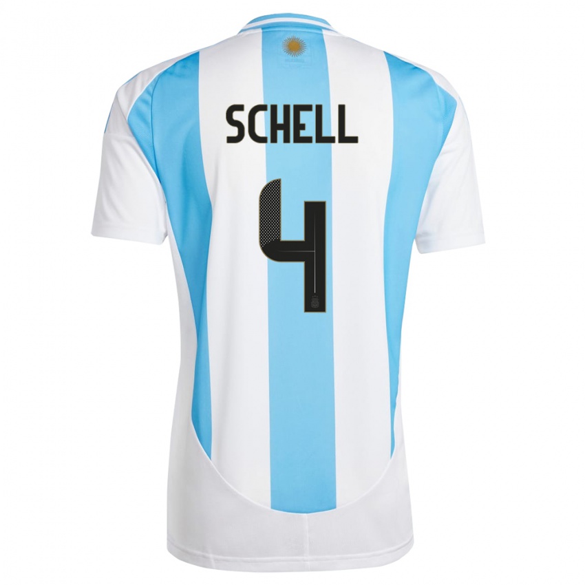 Herren Argentinien Sofia Schell #4 Weiß Blau Heimtrikot Trikot 24-26 T-Shirt Österreich