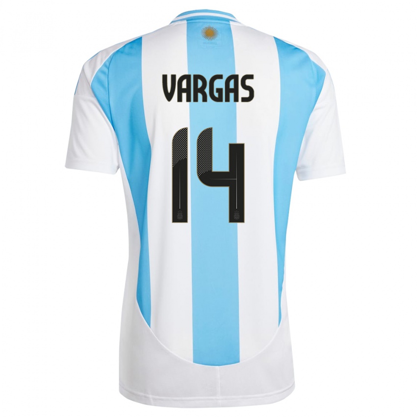 Herren Argentinien Agustina Vargas #14 Weiß Blau Heimtrikot Trikot 24-26 T-Shirt Österreich