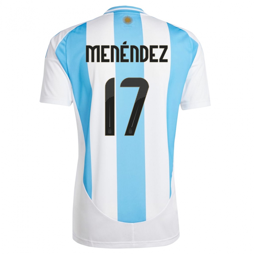 Herren Argentinien Milagros Menendez #17 Weiß Blau Heimtrikot Trikot 24-26 T-Shirt Österreich