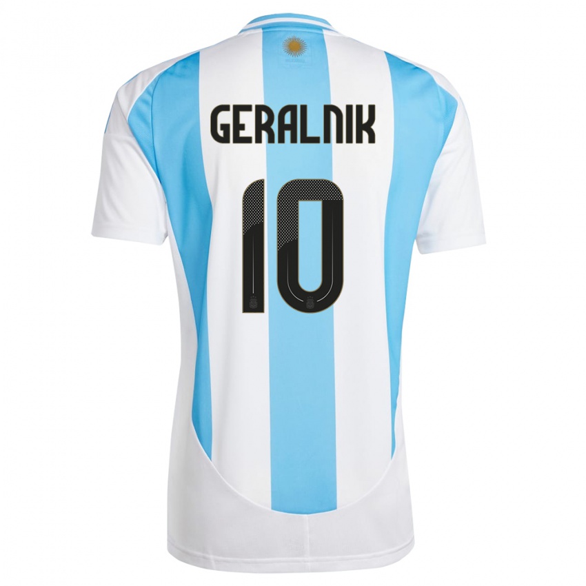 Herren Argentinien Tiago Geralnik #10 Weiß Blau Heimtrikot Trikot 24-26 T-Shirt Österreich