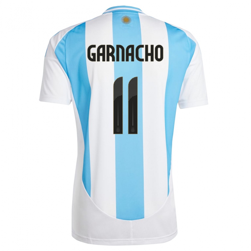Herren Argentinien Alejandro Garnacho #11 Weiß Blau Heimtrikot Trikot 24-26 T-Shirt Österreich