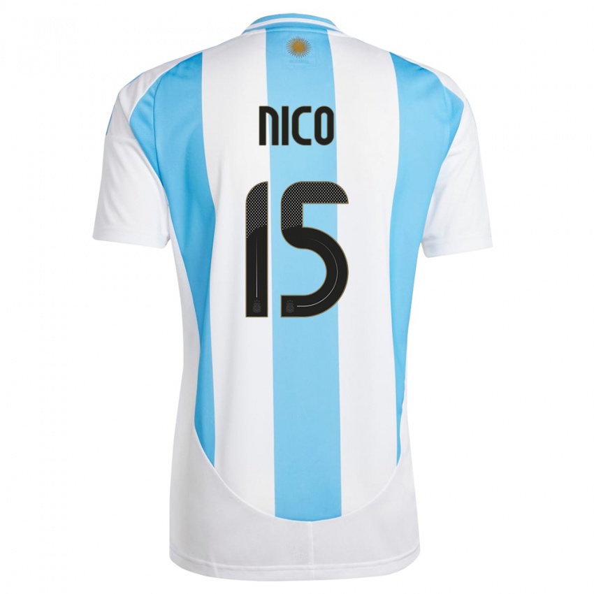 Herren Argentinien Nico #15 Weiß Blau Heimtrikot Trikot 24-26 T-Shirt Österreich