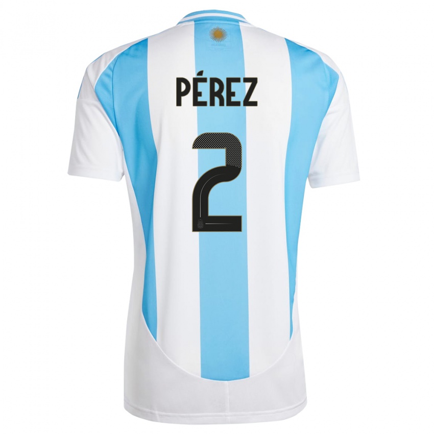 Herren Argentinien Nehuen Perez #2 Weiß Blau Heimtrikot Trikot 24-26 T-Shirt Österreich