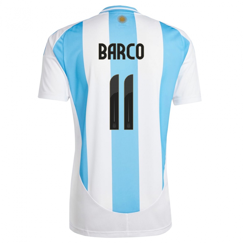 Herren Argentinien Ezequiel Barco #11 Weiß Blau Heimtrikot Trikot 24-26 T-Shirt Österreich