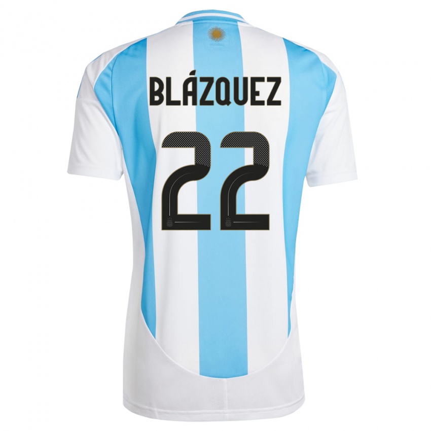 Herren Argentinien Joaquin Blazquez #22 Weiß Blau Heimtrikot Trikot 24-26 T-Shirt Österreich