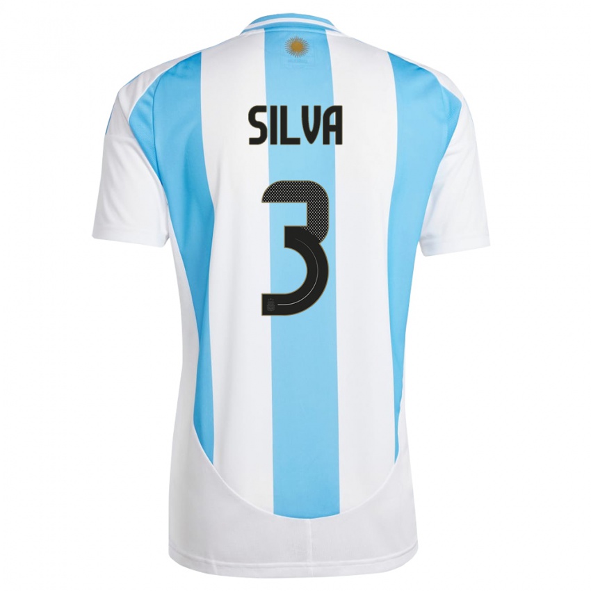 Herren Argentinien Tomas Silva #3 Weiß Blau Heimtrikot Trikot 24-26 T-Shirt Österreich