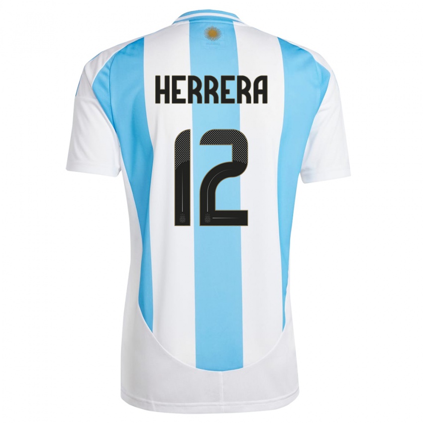 Herren Argentinien Franco Herrera #12 Weiß Blau Heimtrikot Trikot 24-26 T-Shirt Österreich