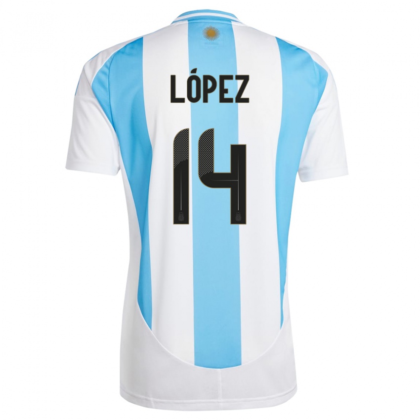 Herren Argentinien Lautaro Lopez #14 Weiß Blau Heimtrikot Trikot 24-26 T-Shirt Österreich