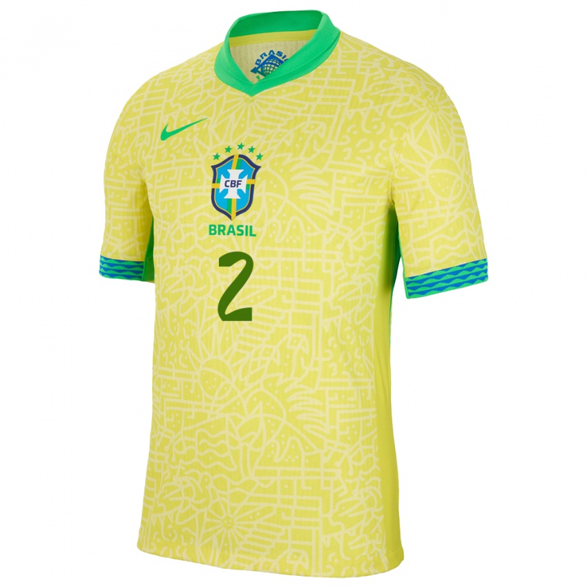 Herren Brasilien Vinicius Tobias #2 Gelb Heimtrikot Trikot 24-26 T-Shirt Österreich