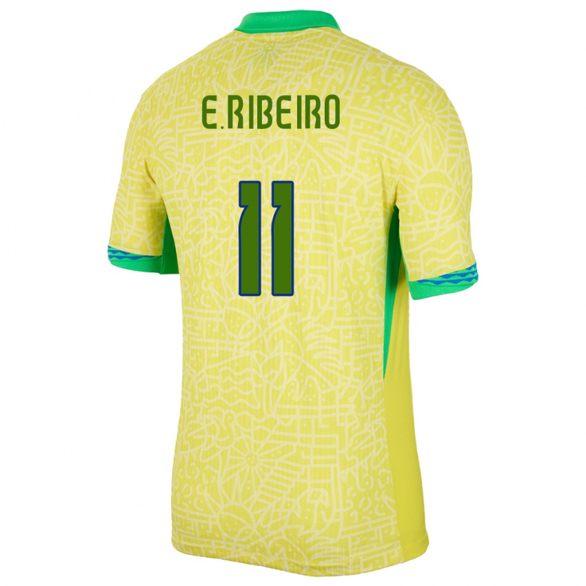 Herren Brasilien Everton Ribeiro #11 Gelb Heimtrikot Trikot 24-26 T-Shirt Österreich