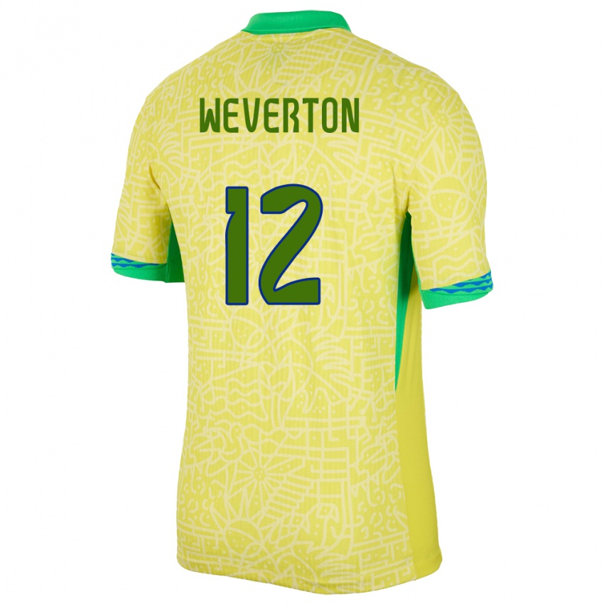 Herren Brasilien Weverton #12 Gelb Heimtrikot Trikot 24-26 T-Shirt Österreich