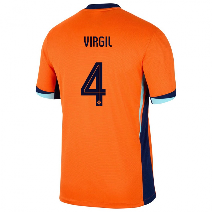 Herren Niederlande Virgil Van Dijk #4 Orange Heimtrikot Trikot 24-26 T-Shirt Österreich