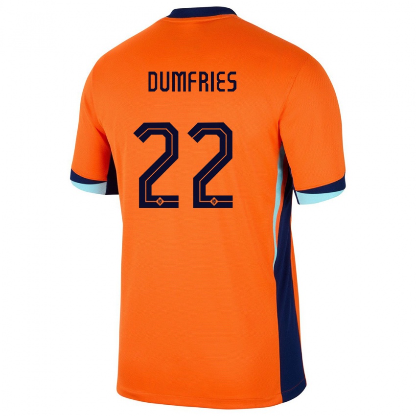 Herren Niederlande Denzel Dumfries #22 Orange Heimtrikot Trikot 24-26 T-Shirt Österreich