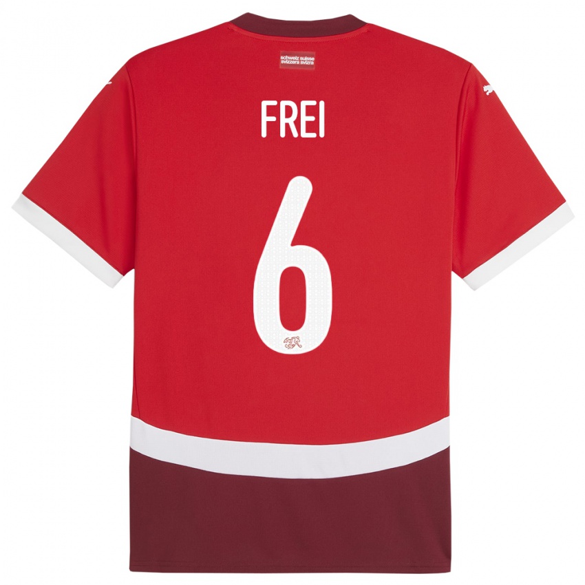 Herren Schweiz Fabian Frei #6 Rot Heimtrikot Trikot 24-26 T-Shirt Österreich