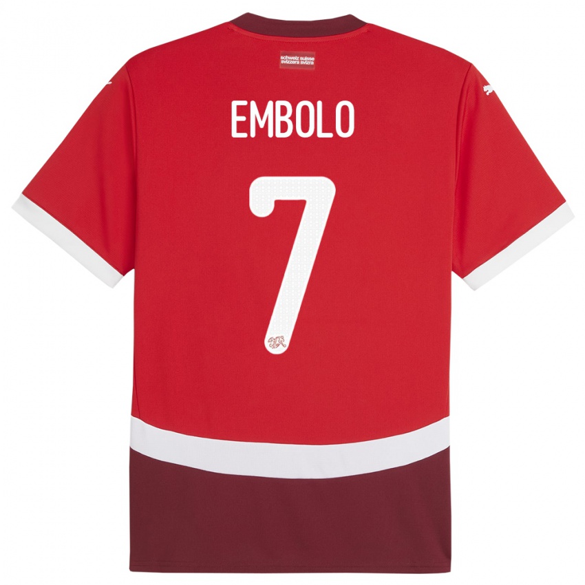 Herren Schweiz Breel Embolo #7 Rot Heimtrikot Trikot 24-26 T-Shirt Österreich