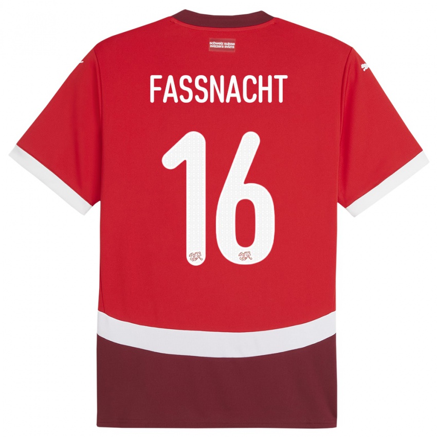 Herren Schweiz Christian Fassnacht #16 Rot Heimtrikot Trikot 24-26 T-Shirt Österreich