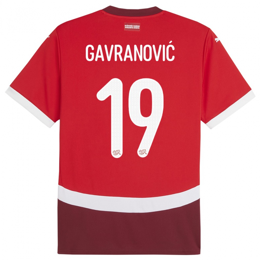 Herren Schweiz Mario Gavranovic #19 Rot Heimtrikot Trikot 24-26 T-Shirt Österreich