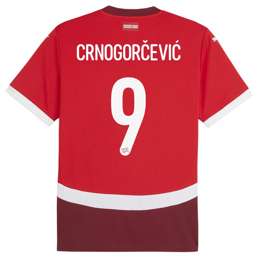 Herren Schweiz Ana Maria Crnogorcevic #9 Rot Heimtrikot Trikot 24-26 T-Shirt Österreich