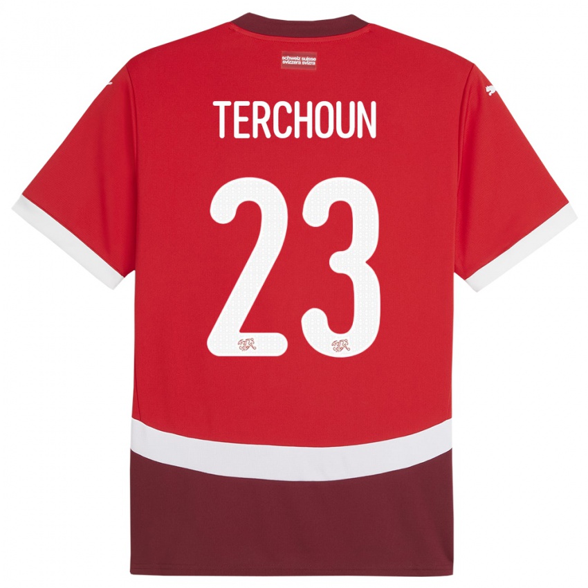 Herren Schweiz Meriame Terchoun #23 Rot Heimtrikot Trikot 24-26 T-Shirt Österreich