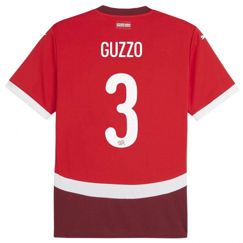 Herren Schweiz Ramon Guzzo #3 Rot Heimtrikot Trikot 24-26 T-Shirt Österreich