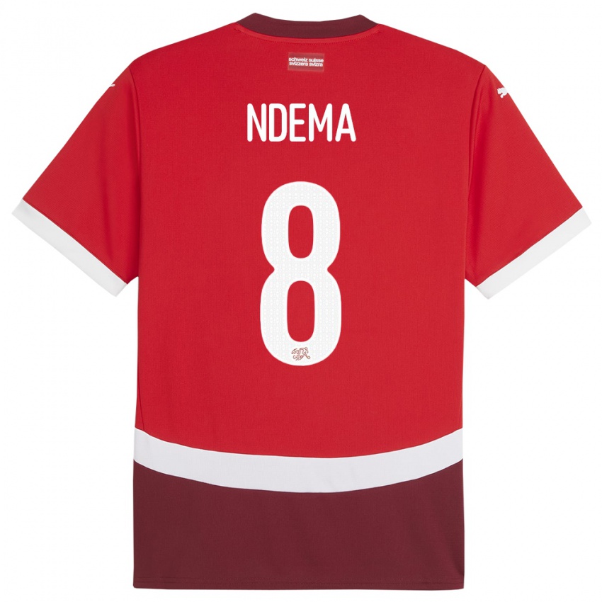 Herren Schweiz Lois Ndema #8 Rot Heimtrikot Trikot 24-26 T-Shirt Österreich