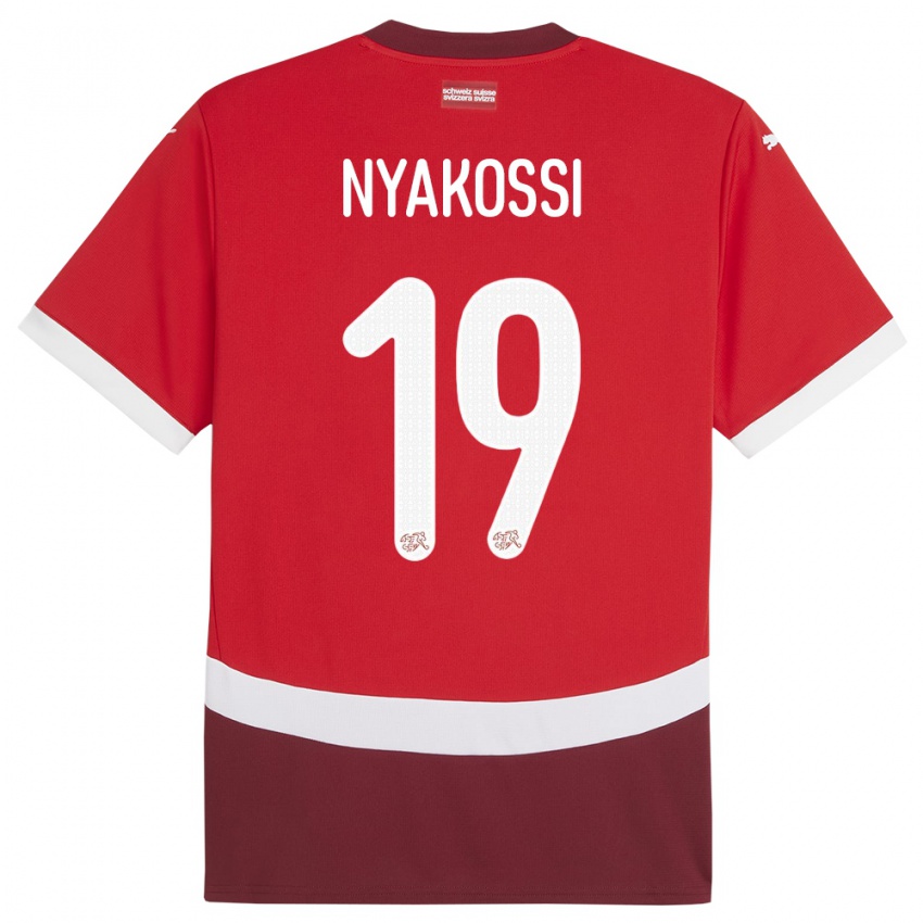 Herren Schweiz Roggerio Nyakossi #19 Rot Heimtrikot Trikot 24-26 T-Shirt Österreich