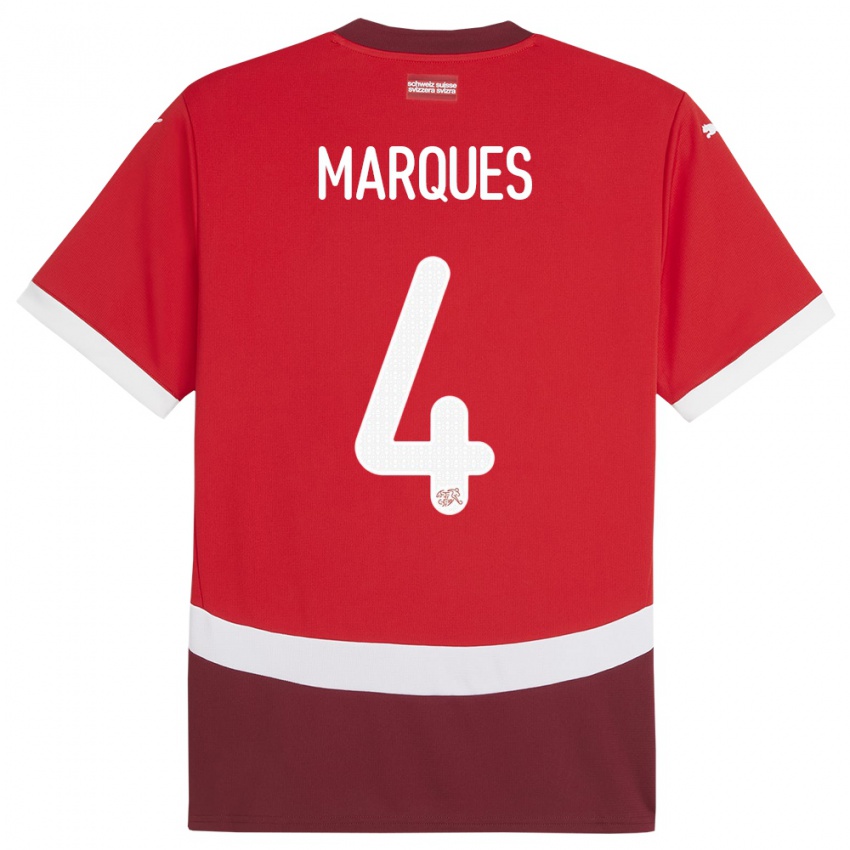 Herren Schweiz Christian Marques #4 Rot Heimtrikot Trikot 24-26 T-Shirt Österreich