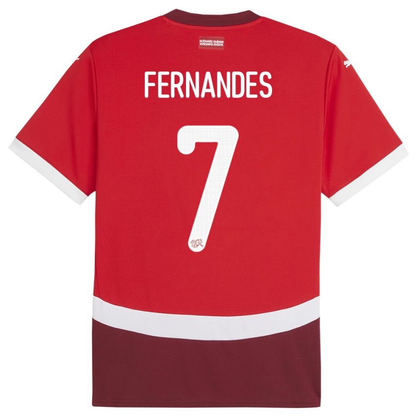 Herren Schweiz Ruben Fernandes #7 Rot Heimtrikot Trikot 24-26 T-Shirt Österreich