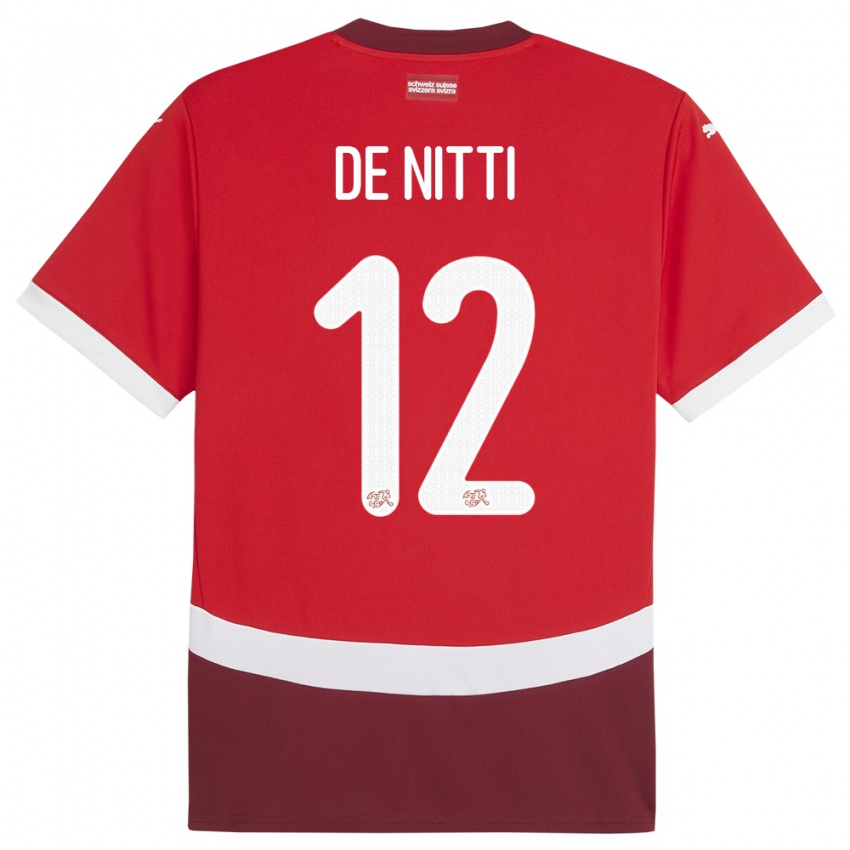 Herren Schweiz Gianni De Nitti #12 Rot Heimtrikot Trikot 24-26 T-Shirt Österreich