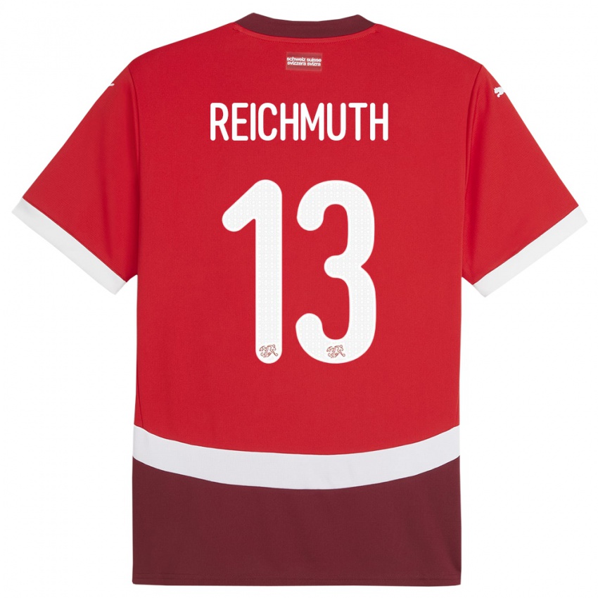 Herren Schweiz Miguel Reichmuth #13 Rot Heimtrikot Trikot 24-26 T-Shirt Österreich