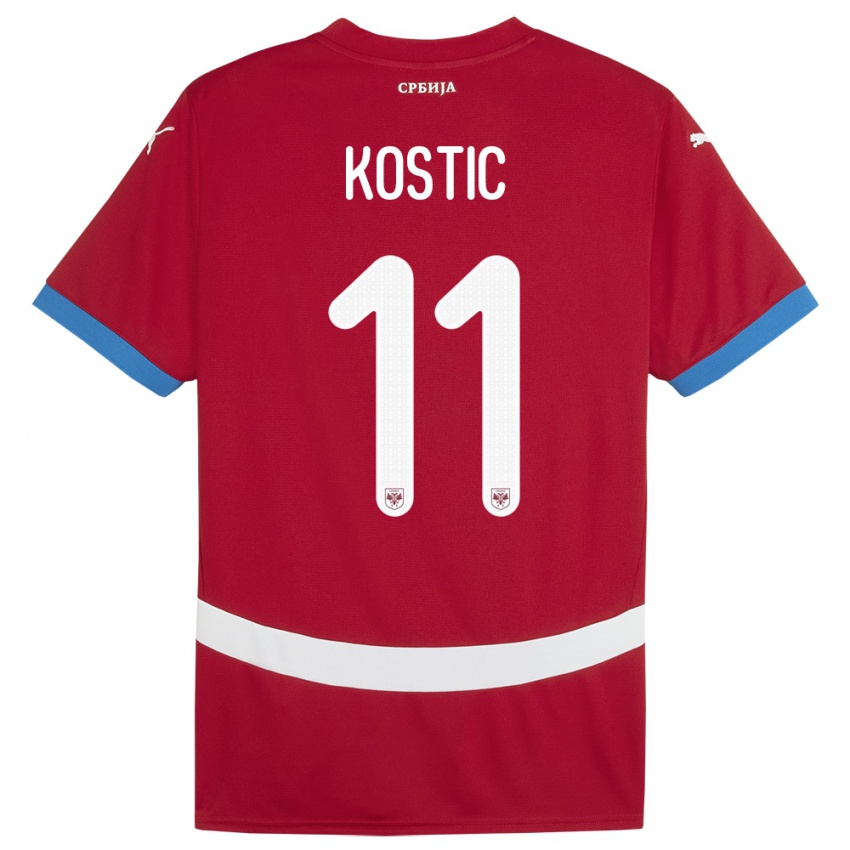 Herren Serbien Filip Kostic #11 Rot Heimtrikot Trikot 24-26 T-Shirt Österreich