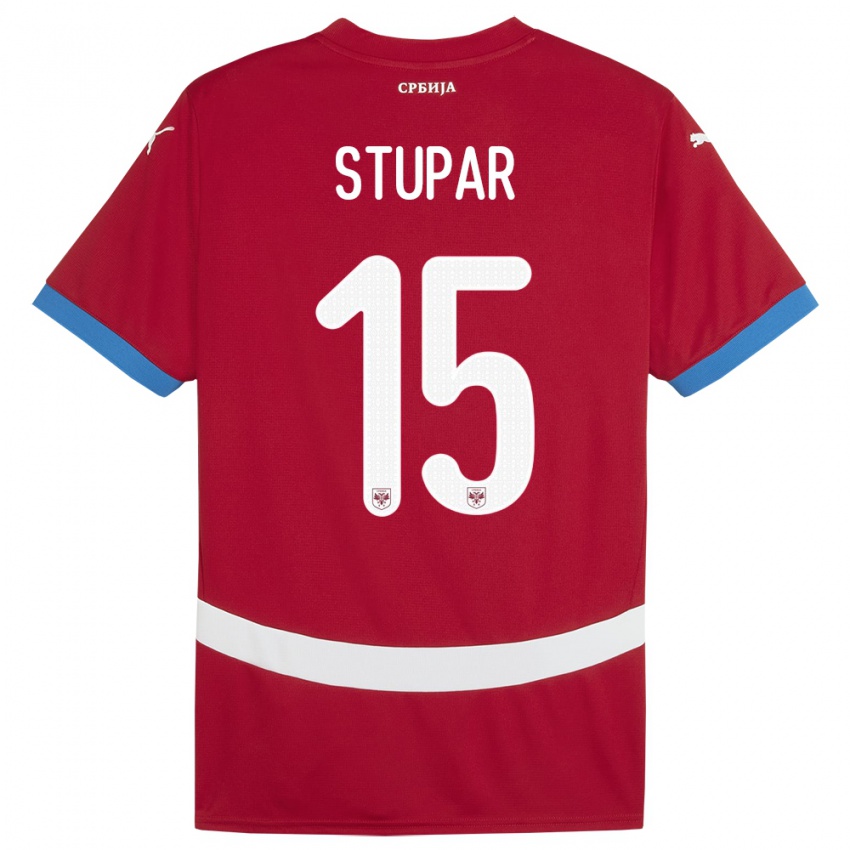 Herren Serbien Zivana Stupar #15 Rot Heimtrikot Trikot 24-26 T-Shirt Österreich