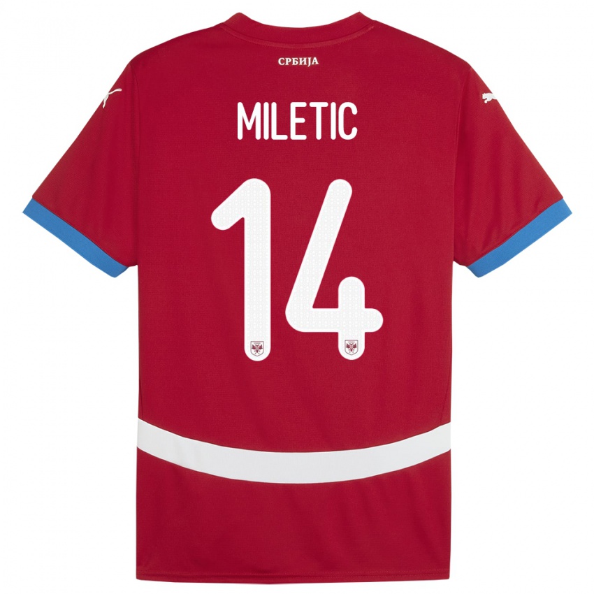 Herren Serbien Vladimir Miletic #14 Rot Heimtrikot Trikot 24-26 T-Shirt Österreich