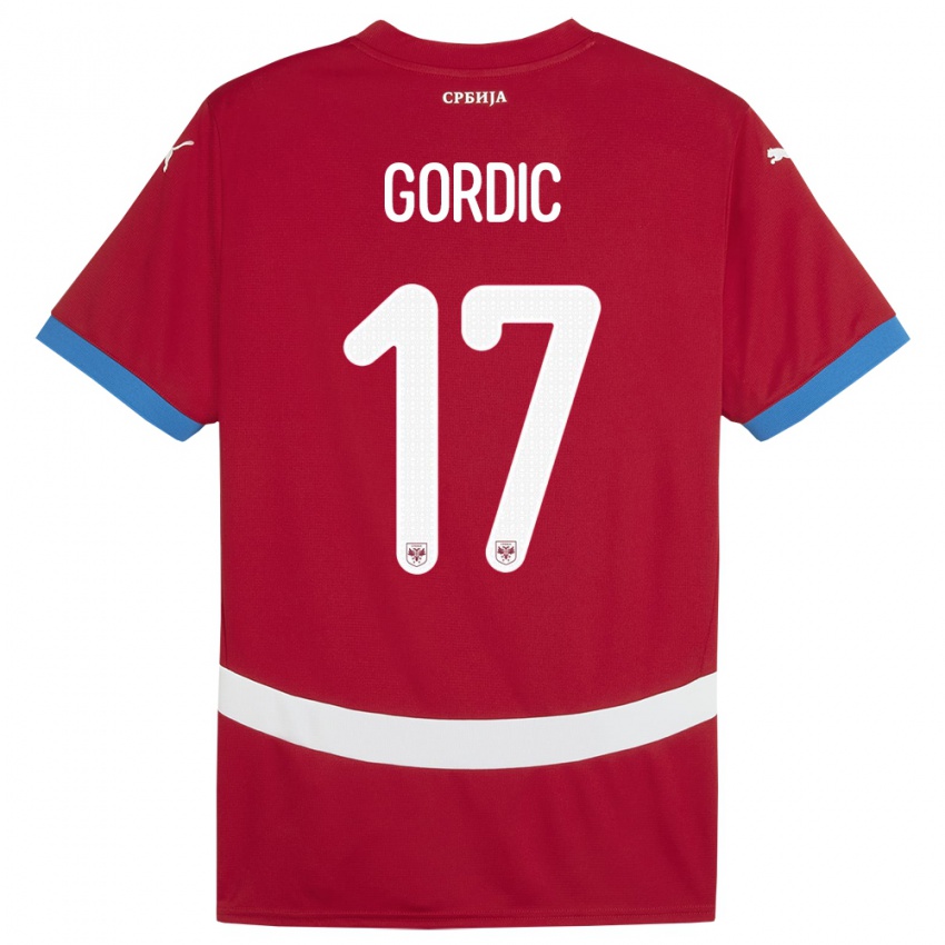Herren Serbien Djordje Gordic #17 Rot Heimtrikot Trikot 24-26 T-Shirt Österreich