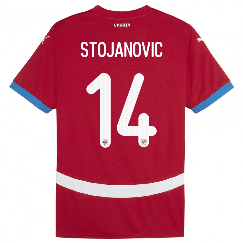 Herren Serbien Matija Stojanovic #14 Rot Heimtrikot Trikot 24-26 T-Shirt Österreich