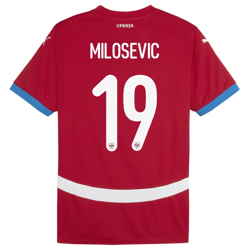 Herren Serbien Jovan Milosevic #19 Rot Heimtrikot Trikot 24-26 T-Shirt Österreich