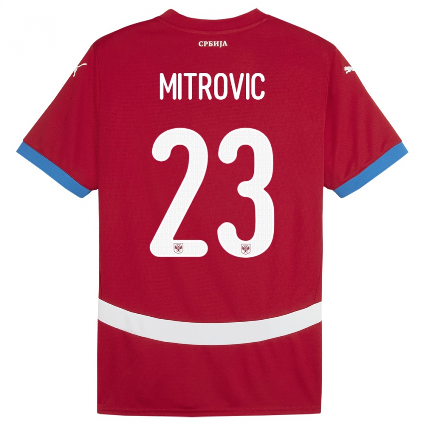 Herren Serbien Vuk Mitrovic #23 Rot Heimtrikot Trikot 24-26 T-Shirt Österreich