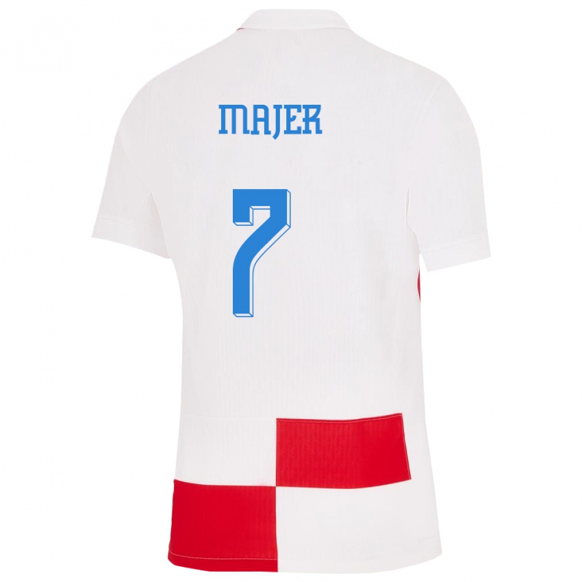 Herren Kroatien Lovro Majer #7 Weiß Rot Heimtrikot Trikot 24-26 T-Shirt Österreich