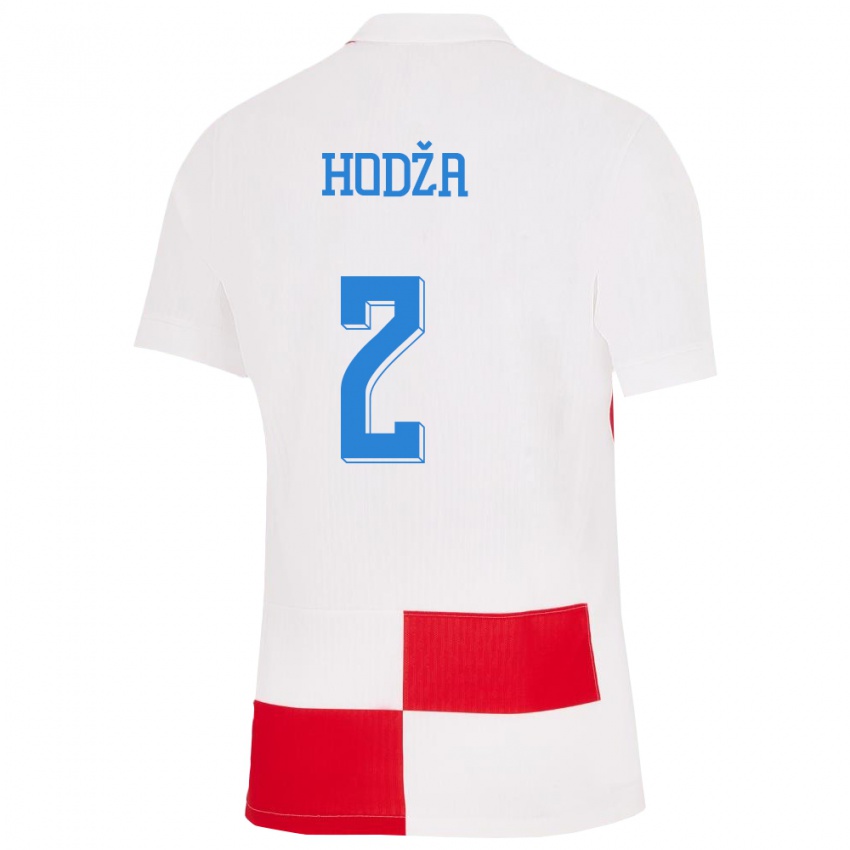 Herren Kroatien Veldin Hodza #2 Weiß Rot Heimtrikot Trikot 24-26 T-Shirt Österreich