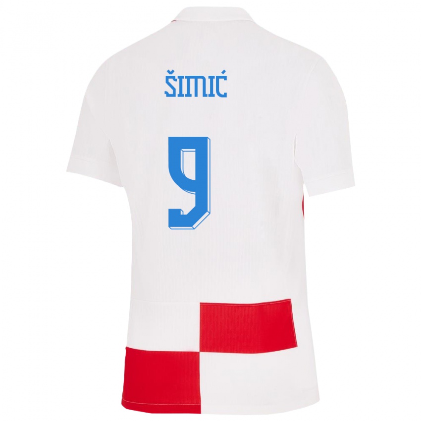 Herren Kroatien Roko Simic #9 Weiß Rot Heimtrikot Trikot 24-26 T-Shirt Österreich