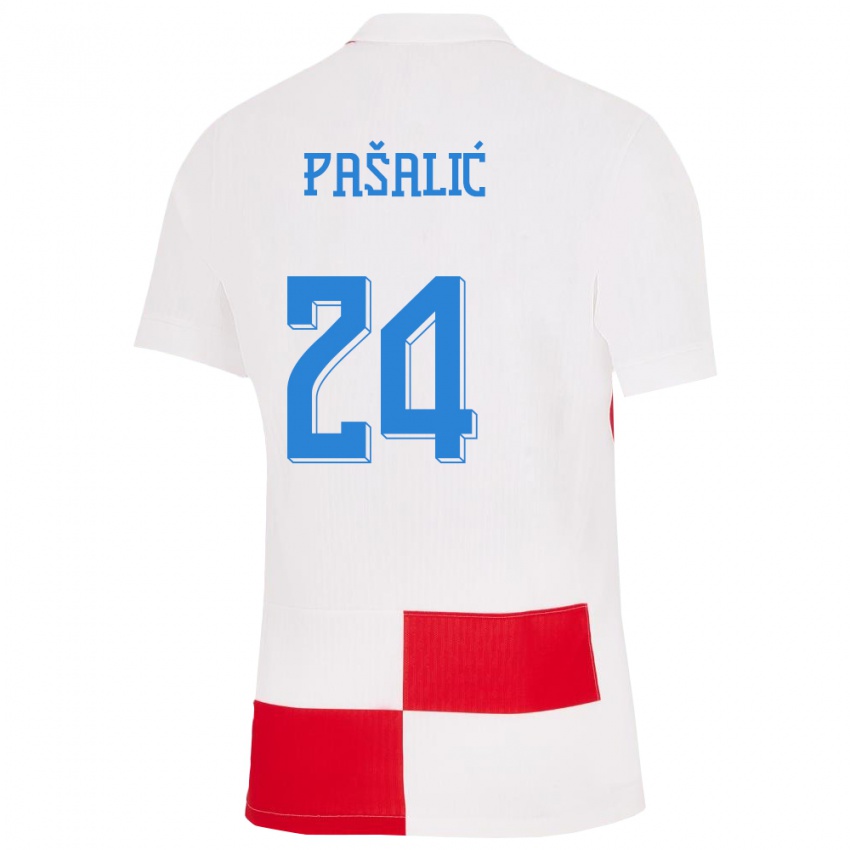 Herren Kroatien Marco Pasalic #24 Weiß Rot Heimtrikot Trikot 24-26 T-Shirt Österreich