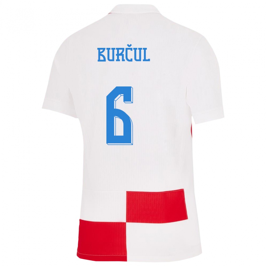 Herren Kroatien Bruno Burcul #6 Weiß Rot Heimtrikot Trikot 24-26 T-Shirt Österreich