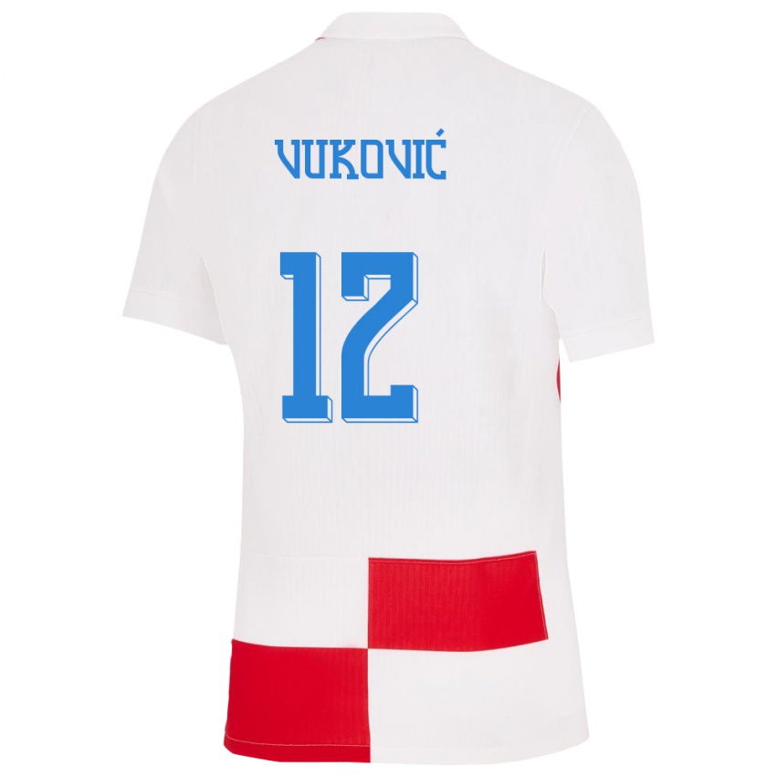 Herren Kroatien Ante Vukovic #12 Weiß Rot Heimtrikot Trikot 24-26 T-Shirt Österreich