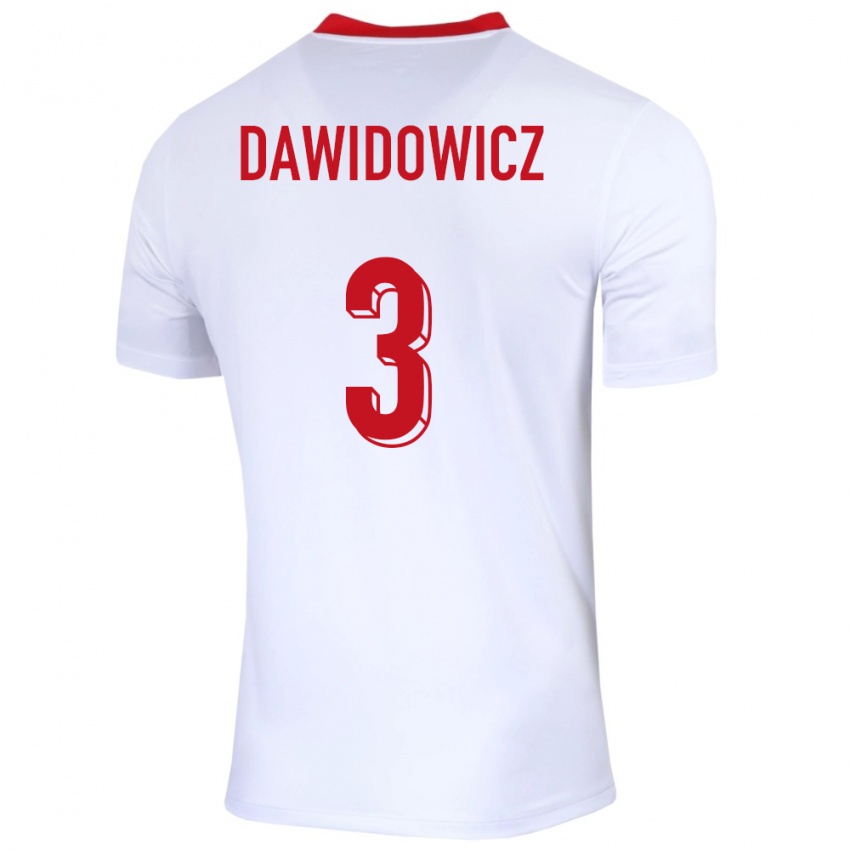 Herren Polen Pawel Dawidowicz #3 Weiß Heimtrikot Trikot 24-26 T-Shirt Österreich