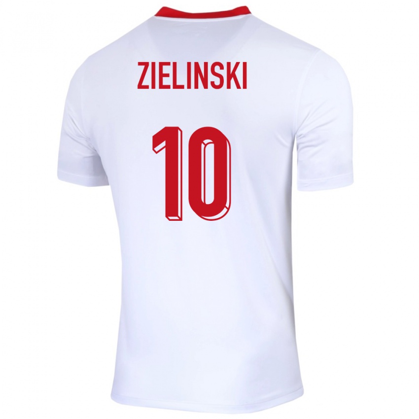 Herren Polen Piotr Zielinski #10 Weiß Heimtrikot Trikot 24-26 T-Shirt Österreich