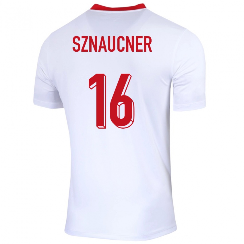 Herren Polen Maksymilian Sznaucner #16 Weiß Heimtrikot Trikot 24-26 T-Shirt Österreich